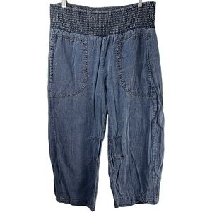 Pilcro Chambray Denim Smocked Waist Pull-On Pants‎ Size Large Petite